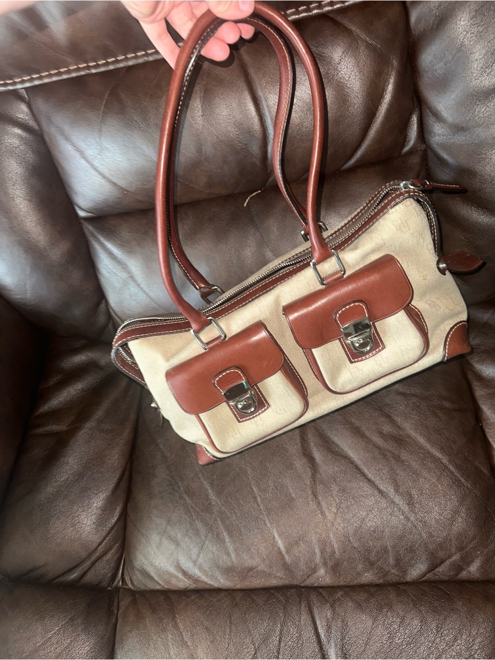 vintage Dooney & Bourke Anniversary Signature double-pocket satchel